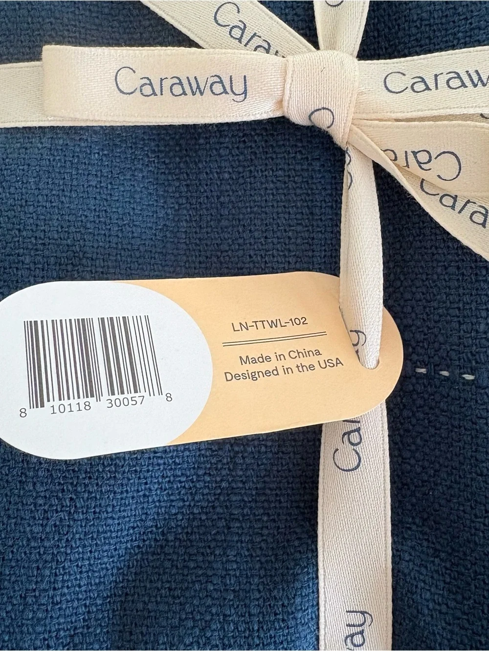 New Caraway Navy Cotton Dish Kitchen Towels Set of 3